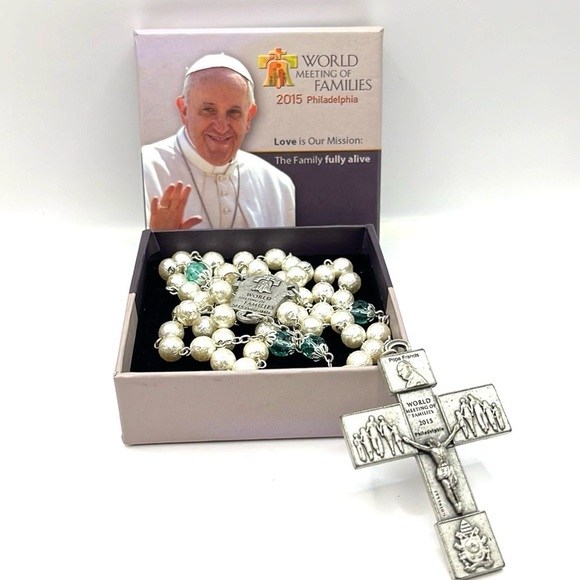 Pope Francis FAMILIES 2015 ROSARY Philadelphia Ghirelli murano glass style - Picture 3 of 9